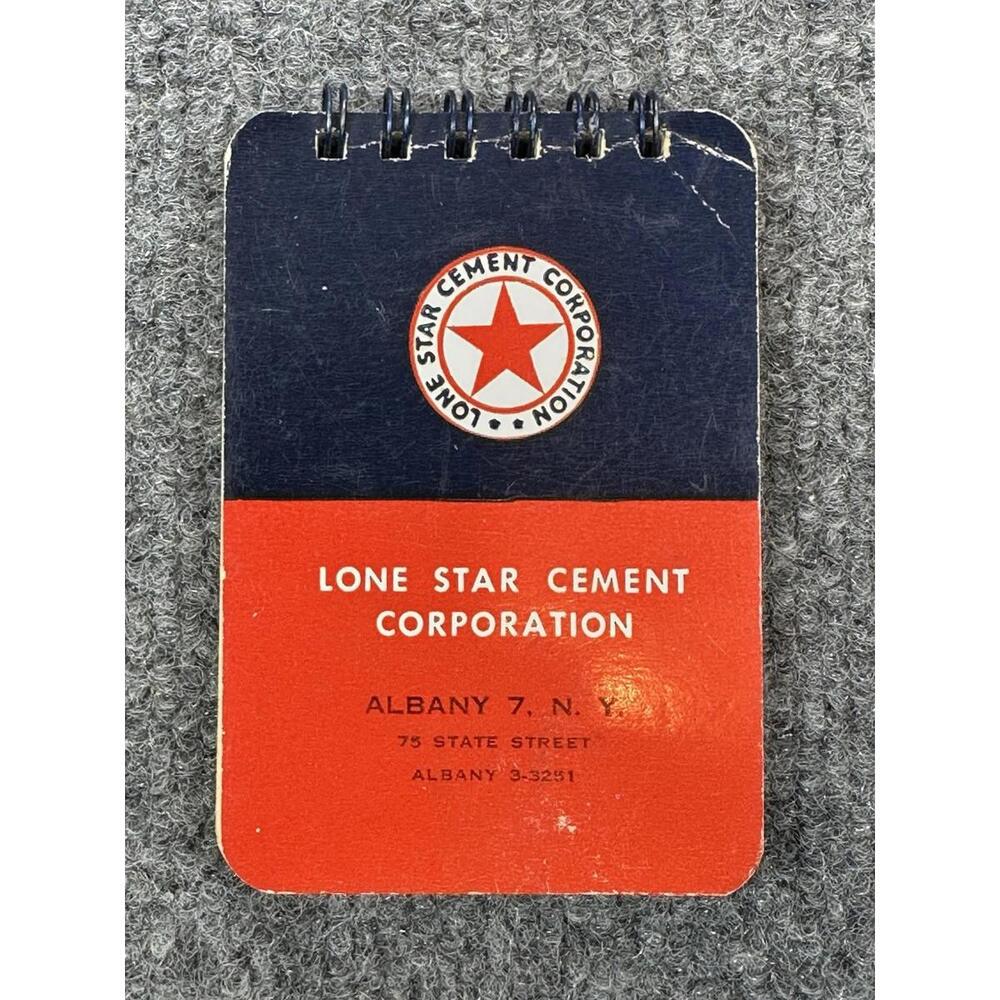 Vintage Lone Star Cement Corp. Note Pad Albany N.Y.  Blue And Red Portland Incor